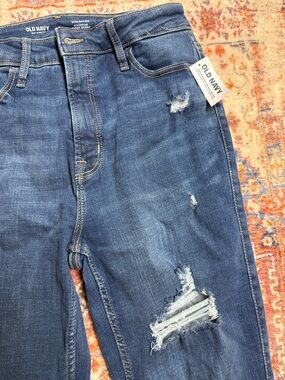 Old Navy Rockstar Super Skinny Jeans 8 Tall NWT High Rise Distressed
